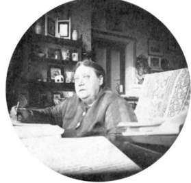 H.P. Blavatsky writing "The Secret Doctrine" in London.